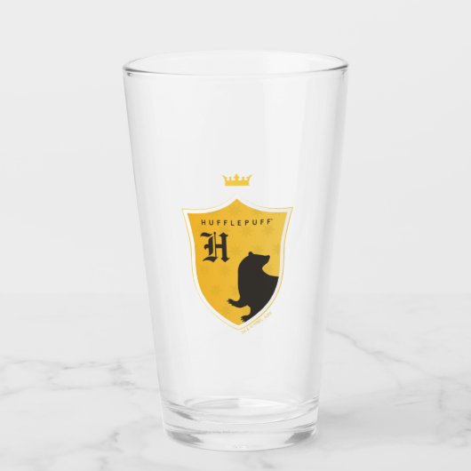 Goud HUFFLEPUFF™ met uitlijnde gekruiste uitsteeks Glas (Voorkant)