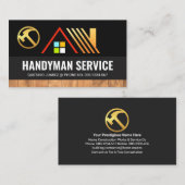 Goud Huis op Grijze Lagen Houtkorrel Visitekaartje (Voorkant / Achterkant)