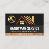 Goud Huis op Grijze Lagen Houtkorrel Visitekaartje (Voorkant)