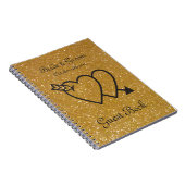 Goud huwelijksgastenboek | dubbel hart en pijl notitieboek (Rechterzijde)