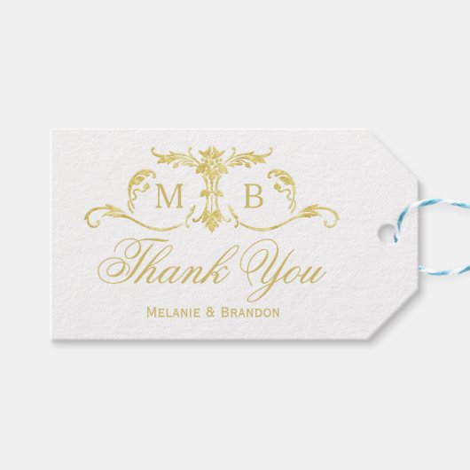 Goud huwelijksgunst cadeau labels Weddenschap Beda Cadeaulabel (Voorkant (Horizontaal))