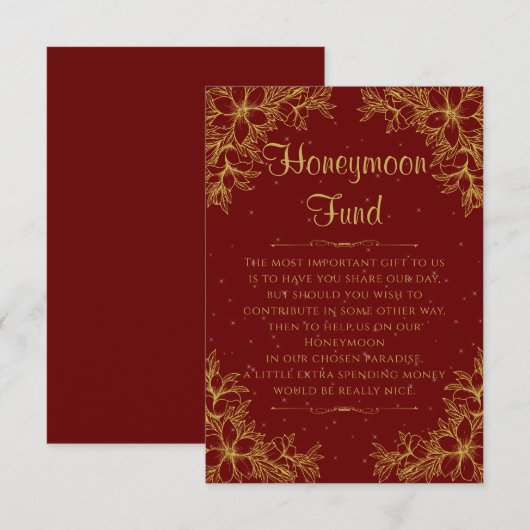 Goud  Huwelijksreis Fonds Informatiekaartje (Voorkant / Achterkant)