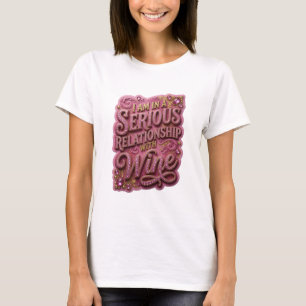 Goud I BEN IN EEN SERIEUZE RELATIE MET WIJN v7 T-shirt