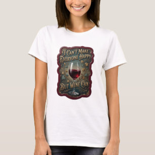 Goud I KAN NIET IEDEREEN GELUKKIG MAKEN MAAR WIJN  T-shirt