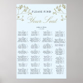 Goud Ice Winter Bruiloft Alfabetische Zitkaart Poster (Voorkant)