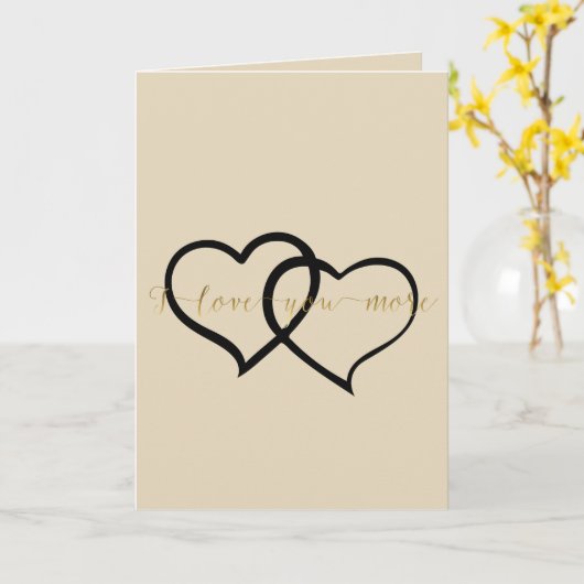 Goud Ik Hou Meer van Jou Harten Kaart (Gele Bloem)