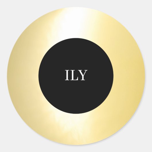 Goud "ILY" Ronde Sticker (Voorkant)