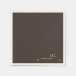 Goud in diep bruine minimalistische papieren serve servet