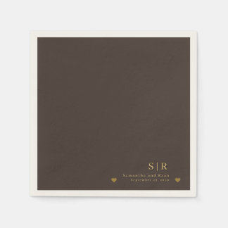 Goud in diep bruine minimalistische papieren serve servet