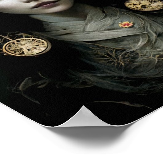 Goud in het Grijze Fantasy Scifi Art Poster (Hoek)