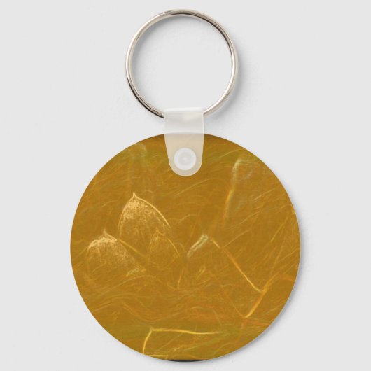 Goud in koper: Lotus Engraved Design Sleutelhanger (Voorkant)