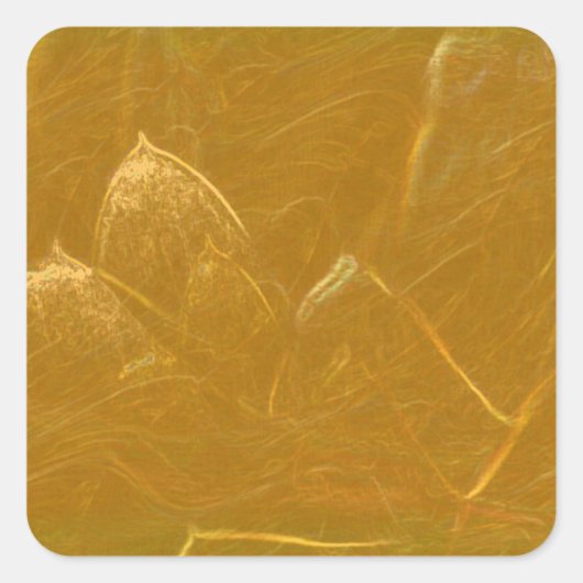 Goud in koper: Lotus Engraved Design Vierkante Sticker (Voorkant)