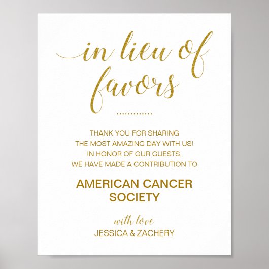Goud in plaats van liefdadigheidsdonatiebruiloft poster (Voorkant)