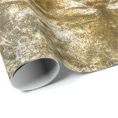  goud in reliëf Floral Motif White Glitter Cadeaupapier (Rol Hoek)