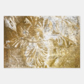  goud in reliëf Floral Motif White Glitter Inpakpapier Vel (Voorkant 2)