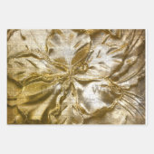  goud in reliëf Floral Motif White Glitter Inpakpapier Vel (Voorkant)