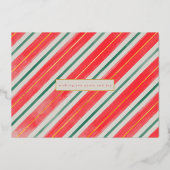 Goud in reliëf gestreepte kerst folie feestdagenkaart (Achterkant)