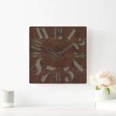 Goud in reliëfbekleed metaal grote aantallen roest vierkante klok (Huis)