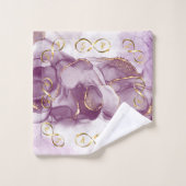 Goud Infinity Initiaal Monogram op paarse en goude Bad Handdoek (Wasdoekje)