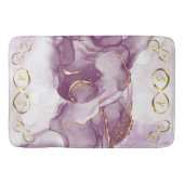 Goud Infinity Initiaal Monogram op paarse en goude Badmat (Voorkant)