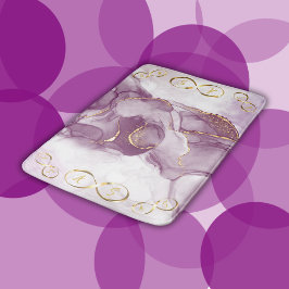 Goud Infinity Initiaal Monogram op paarse en goude Badmat