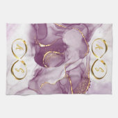 Goud Infinity Initiaal Monogram op paarse en goude Theedoek (Horizontaal)
