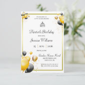 Goud ingelijst, decoratieve ballonnen Verjaardag Kaart (Staand voorkant)