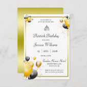 Goud ingelijst, decoratieve ballonnen Verjaardag Kaart (Voorkant / Achterkant)