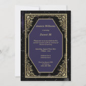 Goud ingelijst Marmeren Gothic Verjaardagsfeest Kaart (Voorkant)