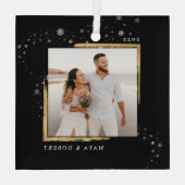 Goud ingelijste foto Kerstvakantie Glas Ornament (Achterkant)