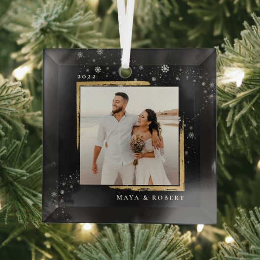 Goud ingelijste foto Kerstvakantie Glas Ornament (Insitu)