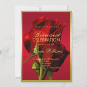 Goud ingelijste romantische rode roos pensioen kaart (Voorkant)