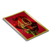 Goud ingelijste romantische rode roos verjaardag notitieboek (Rechterzijde)