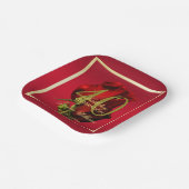 Goud ingelijste romantische rode roos verjaardag papieren bordje (Gebogen)