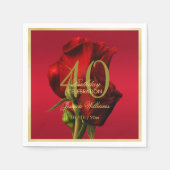 Goud ingelijste romantische rode roos verjaardag servet (Voorkant)