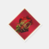 Goud ingelijste romantische rode roos verjaardag servet (Hoek)