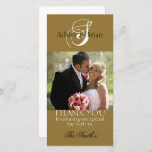 Goud Initiaal bruiloft dank foto kaarten (Voorkant / Achterkant)