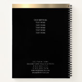 Goud Initiaal en streep, in beslag, zwart Notitieboek (Achterkant)