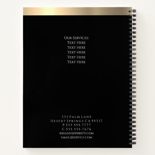 Goud Initiaal en streep, in beslag, zwart Notitieboek (Achterkant)