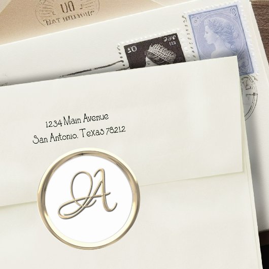 Goud Initiaal Monogram A Manuscript om het even we Ronde Sticker