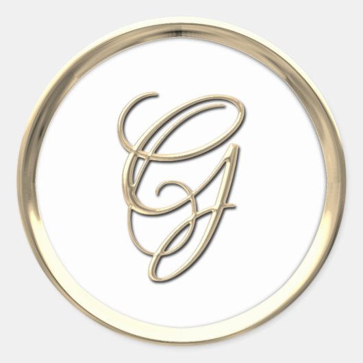 Goud Initiaal Monogram G Manuscript Enige Kleur Ronde Sticker (Voorkant)
