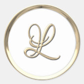 Goud Initiaal Monogram L Manuscript Enige Kleur Ronde Sticker (Voorkant)