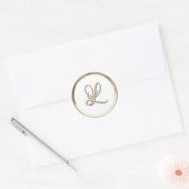Goud Initiaal Monogram L Manuscript Enige Kleur Ronde Sticker (Envelop)