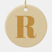 Goud Initiaal | Monogram Modern Letter Stijlvol Keramisch Ornament (Achterkant)