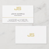 Goud Initiaal Monogram Moderne Minimale Sjabloon Visitekaartje (Voorkant / Achterkant)