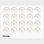 Goud Initiaal Monogram U Manuscript Elke kleur Ronde Sticker (Vel)