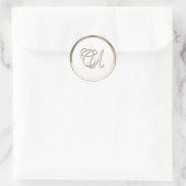 Goud Initiaal Monogram U Manuscript Elke kleur Ronde Sticker (Tas)