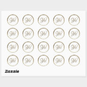Goud Initiaal Monogram W Manuscript Enige Kleur Ronde Sticker (Vel)
