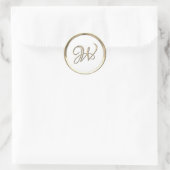 Goud Initiaal Monogram W Manuscript Enige Kleur Ronde Sticker (Tas)