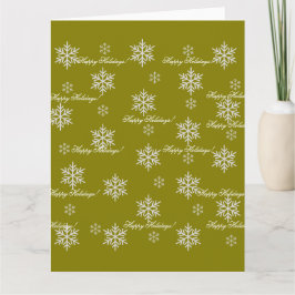 Goud Inpakpapier Prettig Kersteend Snowflakes Kaart
